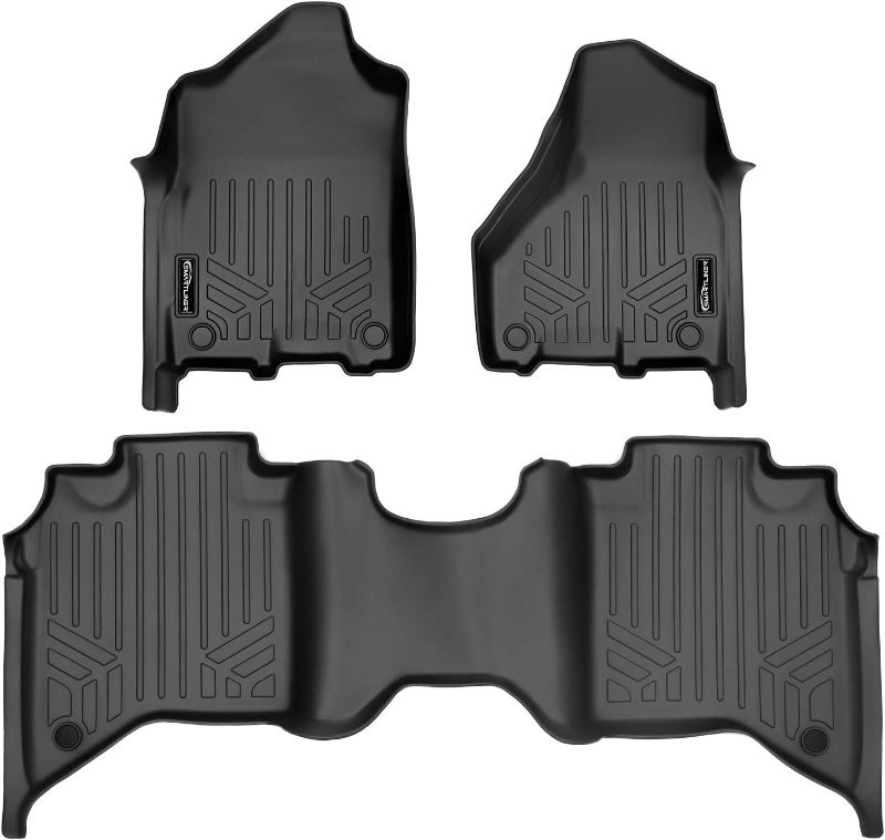 Photo 1 of MAXLINER Custom Floor Mats 2 Row Liner Set Black Compatible with 2019-2022 Ram 2500/3500 Crew Cab with 1st Row Bucket or Bench Seats
