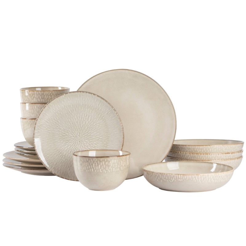 Photo 1 of 16pc Stoneware Matisse Dinnerware Set Taupe - Gibson Elite
