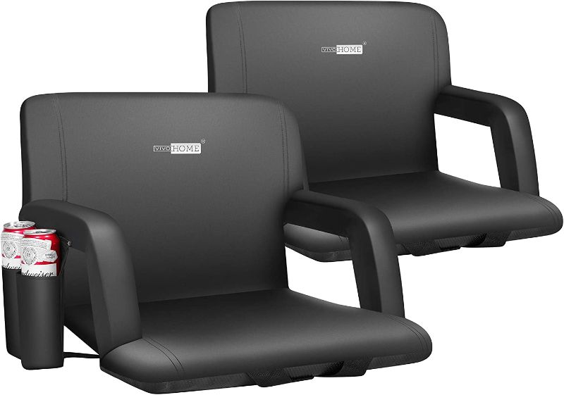 Photo 1 of VIVOHOME Portable Reclining Stadium Seat Chairs for Bleachers with Padded Backrest and Adjustable Armrests, Set of 2
