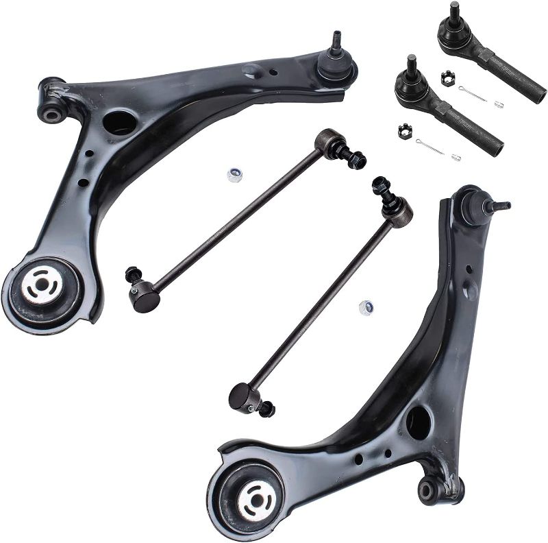 Photo 1 of Detroit Axle - Front Lower Control Arms w/Ball Joints Sway Bars Outer Tie Rods Replacement for Town & Country Dodge Grand Caravan Ram C/V - 6pc Set
