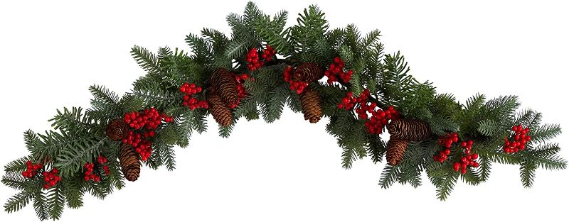 Photo 1 of 40in. Pines, Red Berries and Pinecones Artificial Christmas Garland
