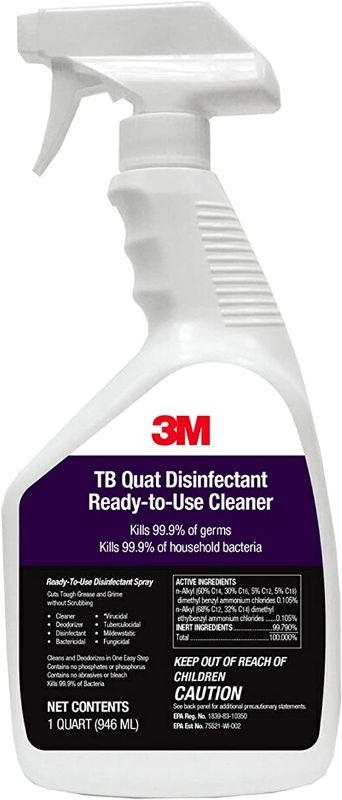 Photo 1 of 3M TB Quat Disinfectant Spray, Ready-to-Use Cleaner, Kills 99.9% of Germs, 1 Spray Bottle, 1 qt
