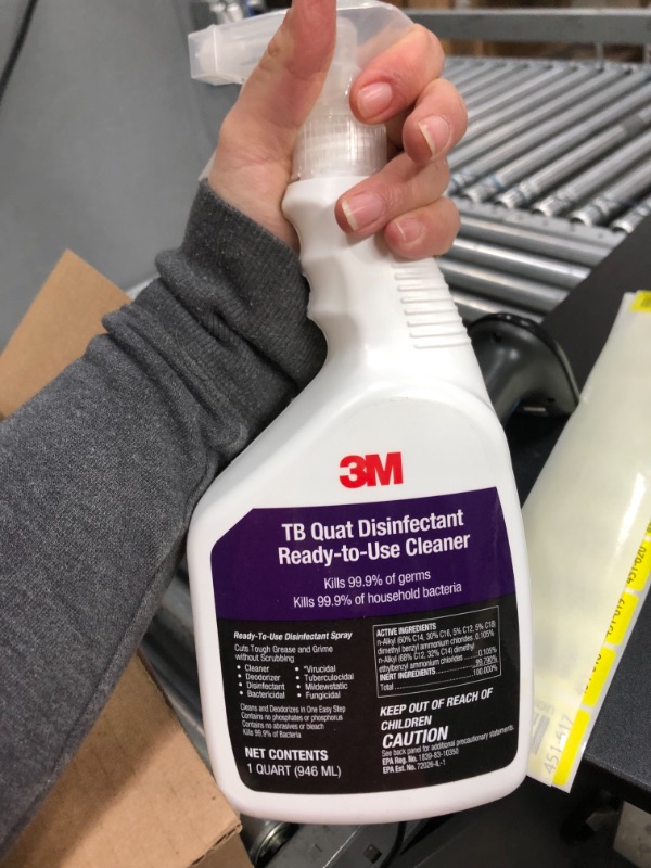 Photo 2 of 3M TB Quat Disinfectant Spray, Ready-to-Use Cleaner, Kills 99.9% of Germs, 1 Spray Bottle, 1 qt
