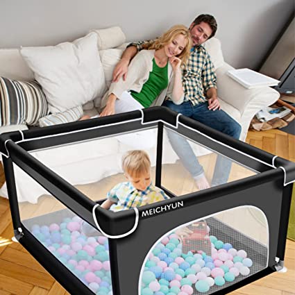 Photo 1 of Baby Playpen,Playpen for Babies and Toddlers,Baby Play Yards Indoor,Safety Play Yard for Babies with Soft Breathable Mesh,No Gaps Large Baby Playpen, Small Baby Playpens(36”×36”,Black)
