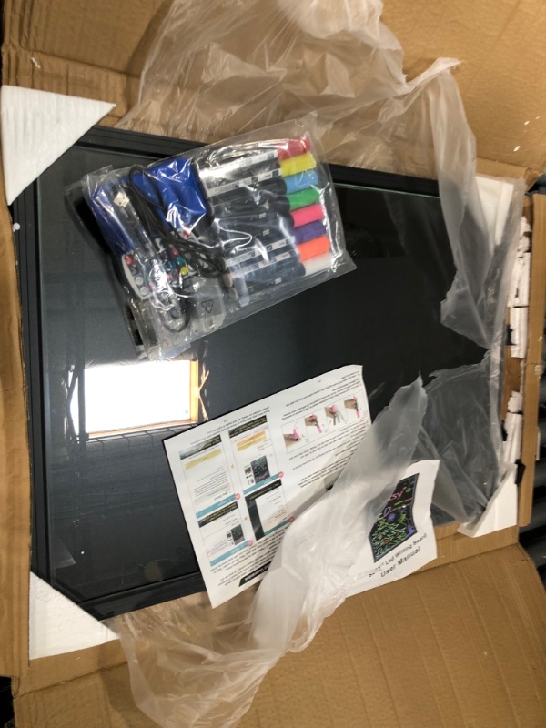Photo 1 of *NONFUNCTIONAL* Alpine Industries LED Illuminated Hanging Message Writing Board (16" x 24") Great for Restaurants, Cafeterias, Schools and Stores, Flashing LED and...
