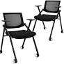 Photo 1 of [2 Pack] Stackable Conference Room Chairs with Wheels and Paddle, Ergonomic Mesh Back and Arms for Meeting, Conference, Reception, Training Room & Home...
