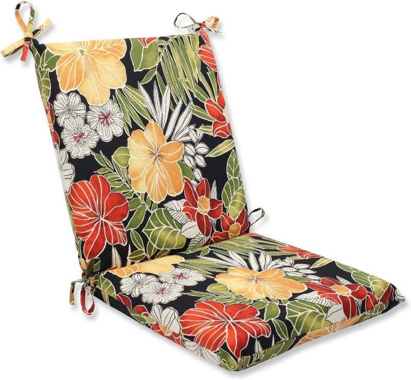 Photo 1 of 36.5” Clemens Noir Outdoor Patio Seat Cushion with Ties
