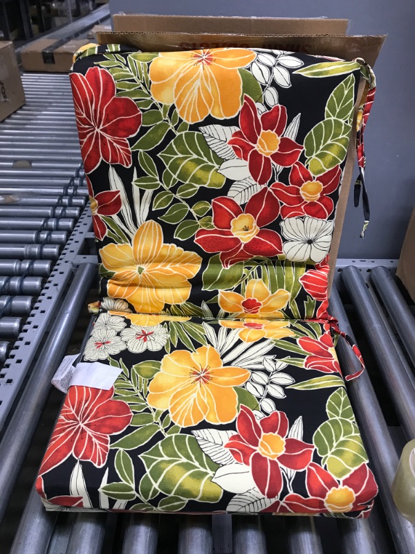 Photo 2 of 36.5” Clemens Noir Outdoor Patio Seat Cushion with Ties
