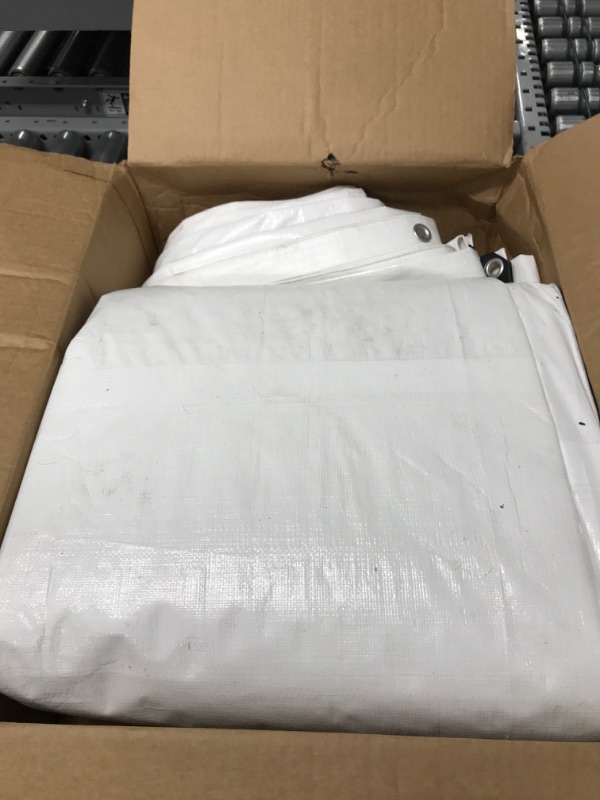 Photo 2 of 20x30 Multi-Purpose White Heavy Duty DRY TOP Poly Tarp (20'x30') White 20x30 Feet Heavy Duty Tarp