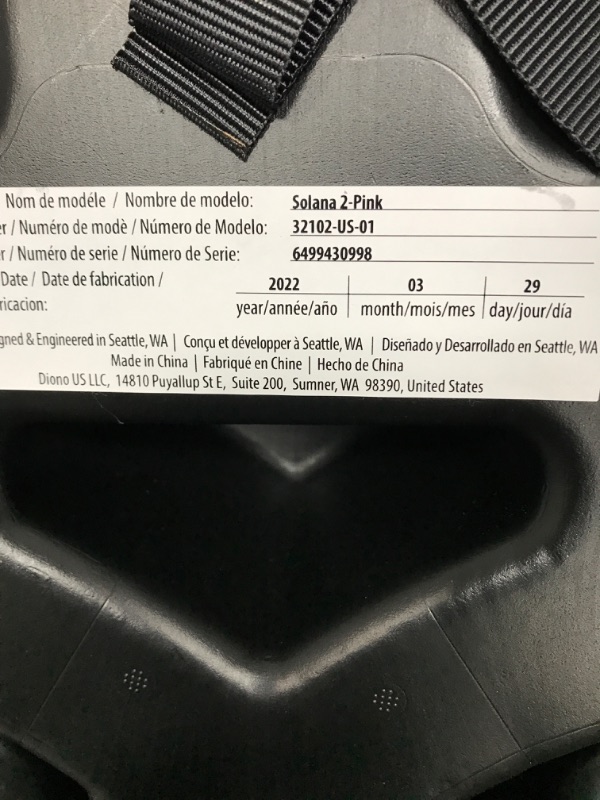 Photo 4 of Diono Solana 2 XL 2022, Dual Latch Connectors, Lightweight Backless Belt-Positioning Booster Car Seat, 8 Years 1 Booster Seat, Pink NEW! LATCH Connect Single Pink677726320233
