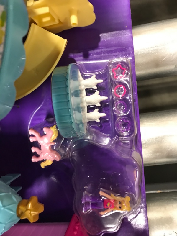 Photo 3 of ?Polly Pocket Rainbow Funland Theme Park, 3 Rides, 7 Play Areas, Polly and Shani Dolls, 2 Unicorns & 25 Surprise Accessories (30 Total Play Pieces), Dispensing Feature for Surprises