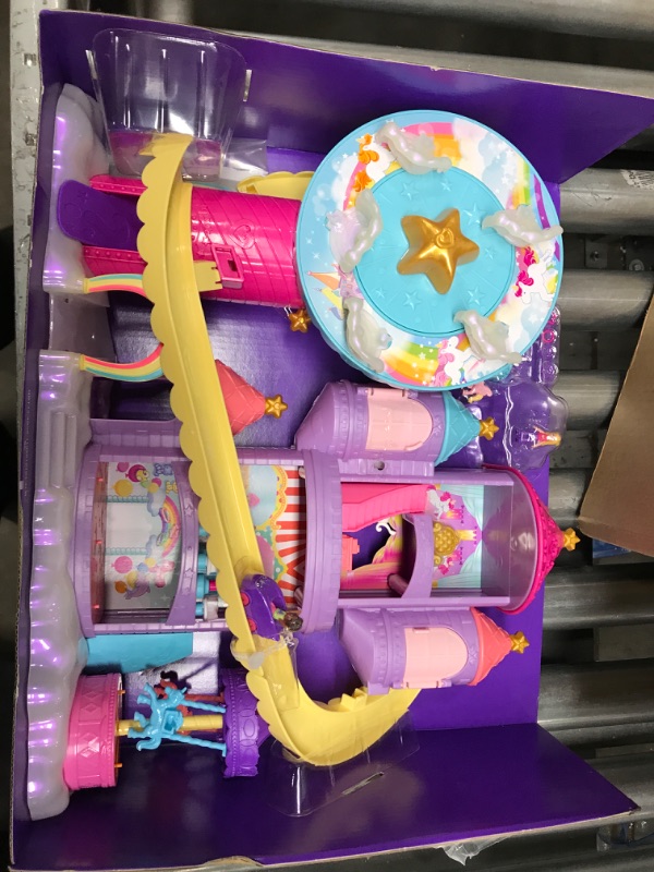 Photo 2 of ?Polly Pocket Rainbow Funland Theme Park, 3 Rides, 7 Play Areas, Polly and Shani Dolls, 2 Unicorns & 25 Surprise Accessories (30 Total Play Pieces), Dispensing Feature for Surprises