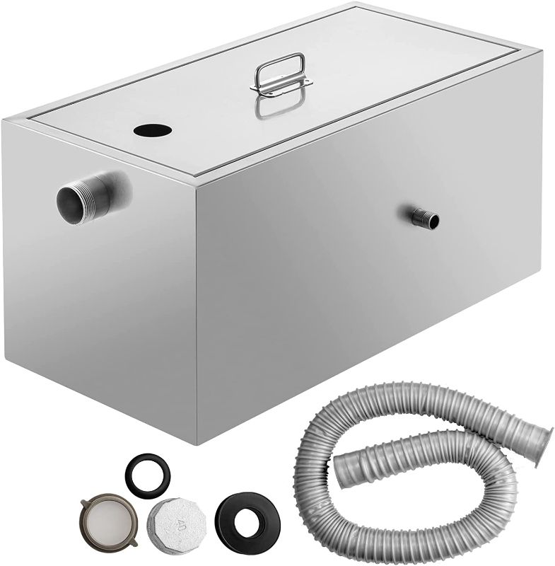 Photo 1 of 
VEVOR 25LB Commercial Grease Trap, 13GPM Commercial Grease Interceptor, Stainless Steel Grease Trap w/Top & Side Inlet, Under Sink Grease Trap