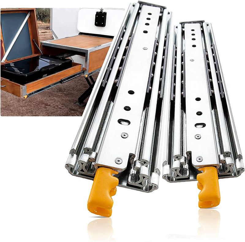 Photo 1 of AOLISHENG 1 Pair Heavy Duty Drawer Slides with Lock 30 Inch 100 lb Load Capacity Side Mount Full Extension Ball Bearing Cabinet Locking Rail Tool Box Runner