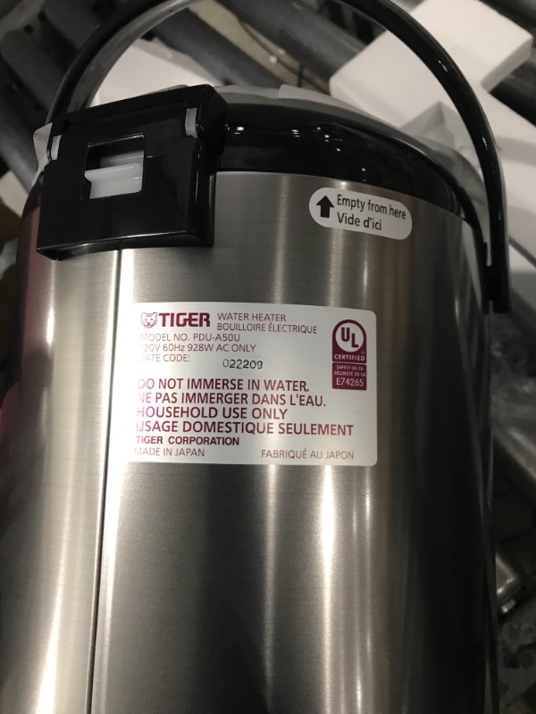 Photo 2 of Tiger PDU-A50U-K Electric Water Boiler and Warmer, Stainless Black, 5.0-Liter 5.0-Liter Water Boiler