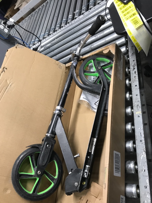 Photo 2 of *** USED*** Razor A5 Lux Kick Scooter - Large 8" Wheels, Foldable, Adjustable Handlebars, Lightweight, for Riders up to 220 lbs Green (New Light-Up) Standard Packaging