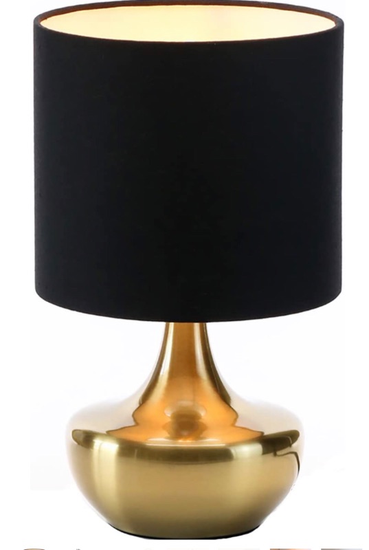 Photo 1 of Bedside Black and Gold Table Lamp, Nightstand Lamp Modern Accent Lamp, Brass Finish Small Ambient Lamp for Bedroom Living Room Without E26 Bulb