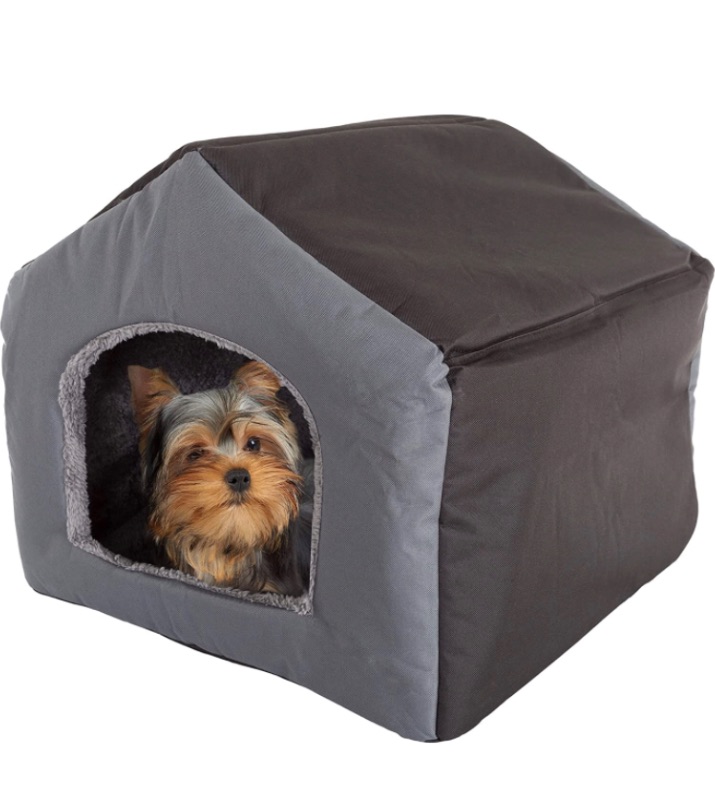 Photo 1 of Indoor Dog House – Covered Dog Bed with House Shape and Removable Sherpa Lined Pad – Pet Tent for Cats or Dogs up to 35lbs by PETMAKER