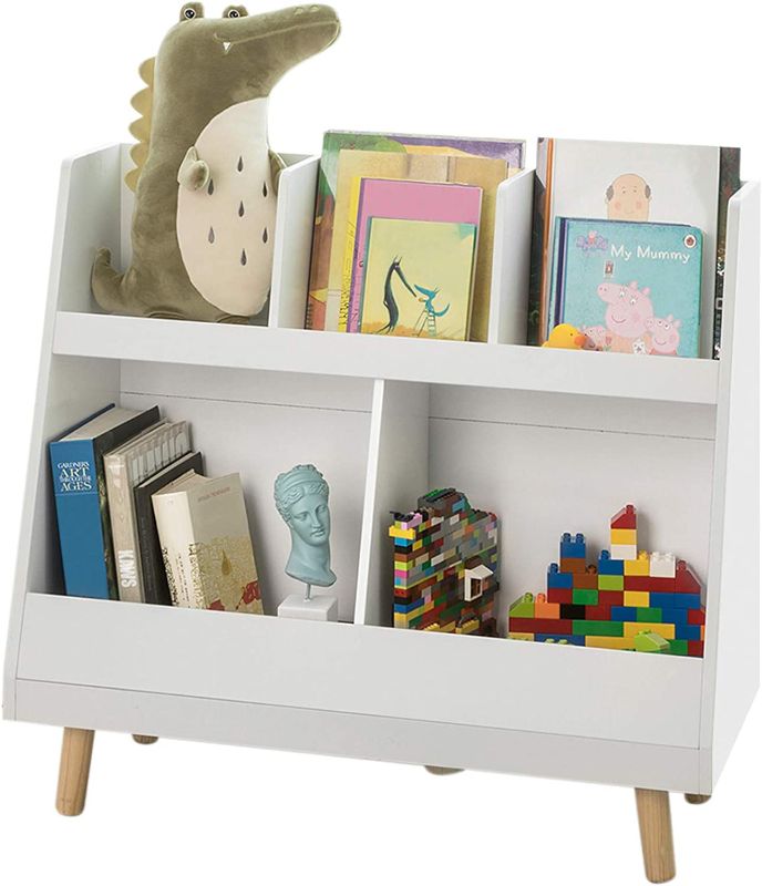 Photo 1 of **used, loose hardware**
Haotian KMB19-W, Children Kids Bookcase with 5 Compartments, Storage Book Shelf, Storage Display, Rack, Organizer, Holder
