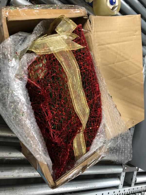 Photo 2 of **major damage**missing gold pc**
National Tree Company lit Artificial Christmas Décor 3-Piece Set Includes Pre-Strung White Mini Lights Sisal Gift Boxes