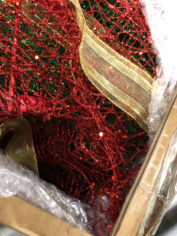 Photo 4 of **major damage**missing gold pc**
National Tree Company lit Artificial Christmas Décor 3-Piece Set Includes Pre-Strung White Mini Lights Sisal Gift Boxes