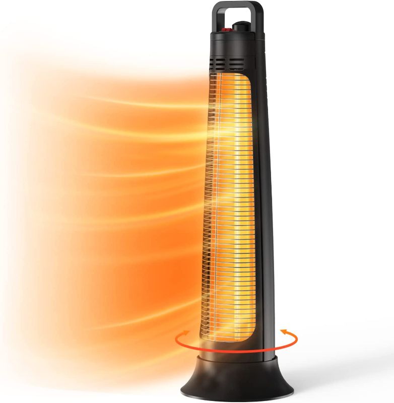 Photo 1 of FLOWBREEZE Patio Heater, Portable Electric Heater, 1200W, 3s Instant Heating, Outdoor Heaters with 60°Oscillating, 180min Timer, Tip-over Protection, Space Heater, Tower Heater for Indoor Outdoor Use
