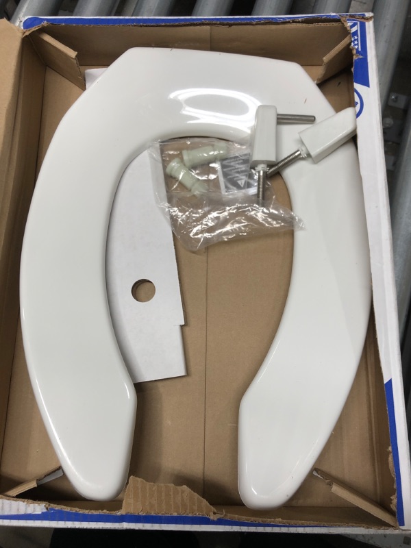 Photo 2 of BEMIS 2L2155T 000 Medic-Aid 2" Lift Raised Open Front Plastic Toilet Seat, ELONGATED, Long Lasting Solid Plastic, White
