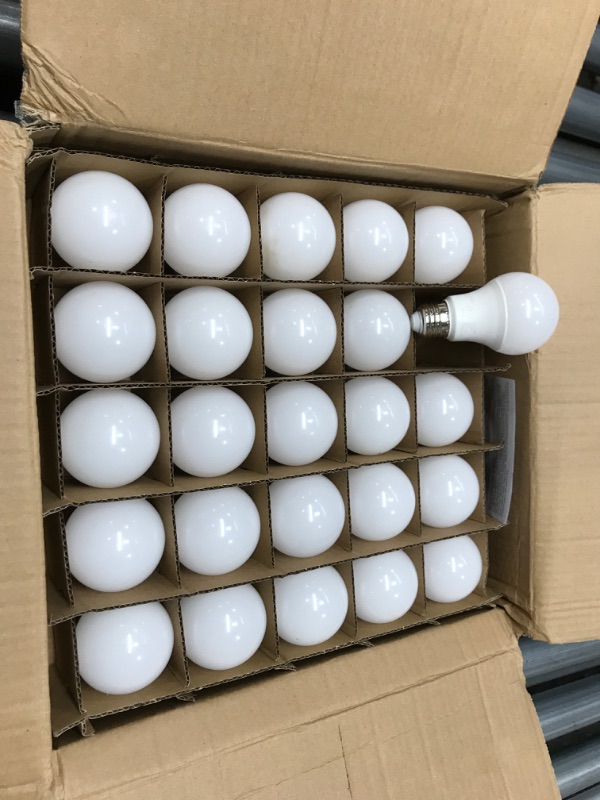 Photo 1 of AmazonCommercial 60 Watt Equivalent, 25000 Hours, Dimmable, 800 Lumens, Energy Star and CEC (California) Compliant, E26 Base, A19 LED Light Bulb - Pack of 25, Soft White
