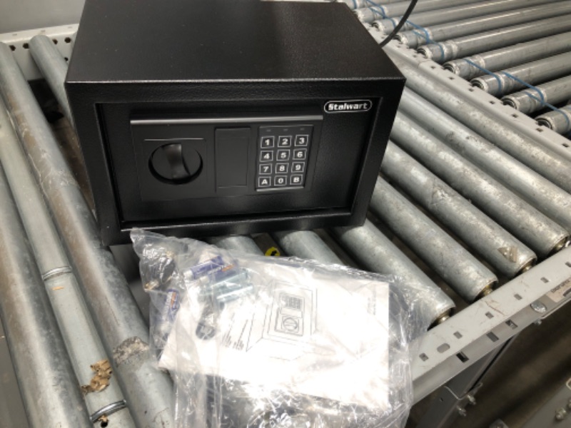 Photo 1 of Stalwart Electronic Digital Steel Safe Box with LED Keypad and 2 Manual Override Keys – Protect Money, Jewelry, Passports, and Documents – For Home, Business, and Travel 12.2 x 7.9 x 7.9 inches Black