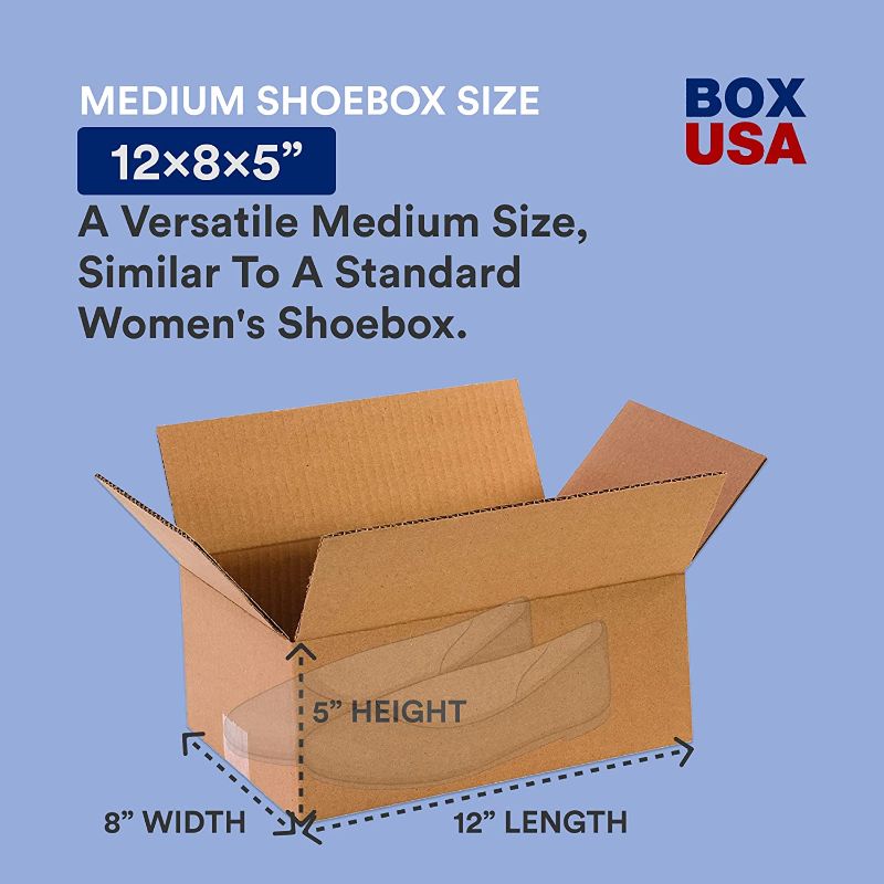 Photo 1 of BOX USA Shipping Boxes Medium 12"L x 8"W x 5"H, 25-Pack | Corrugated Cardboard Box for Packing, Moving and Storage 1285
