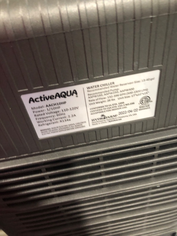 Photo 1 of Active Aqua AACH10HP Water Chiller Cooling System, 1/10 HP, Rated per hour: 1,020 BTU, User-Friendly,Black Active Aqua Chiller 1/10 HP 1/10 HP Black