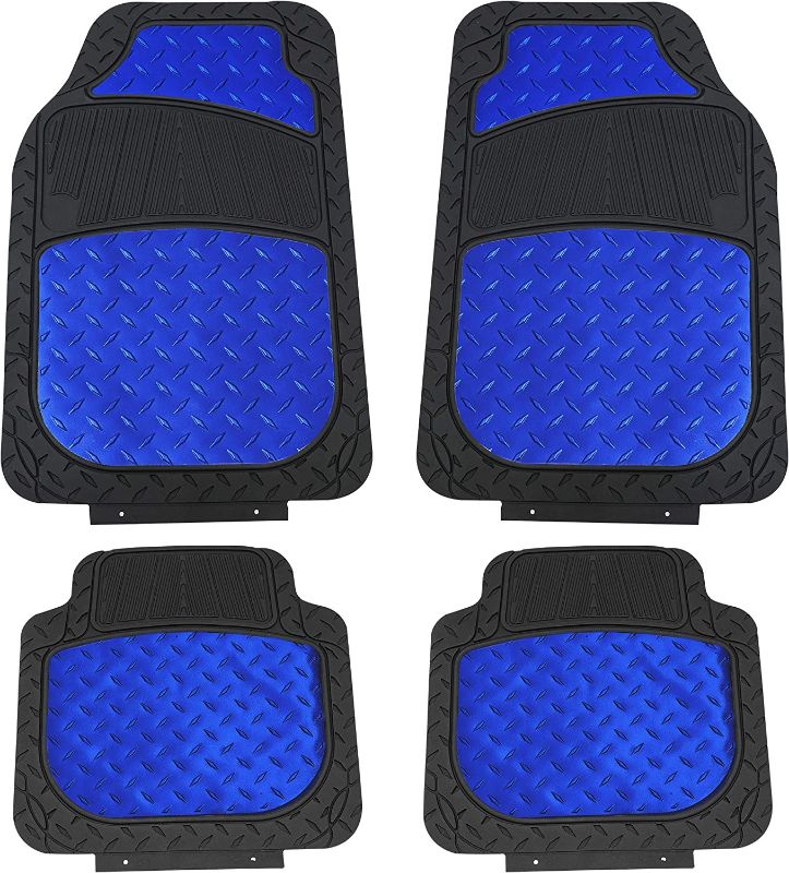 Photo 1 of Automotive Floor Mats Blue Universal Fit Climaproof for All Weather Protection Heavy Duty Rubber fits Most Cars, SUVs, and Trucks, Trim to Fit Design FH Group F11315BLUE
