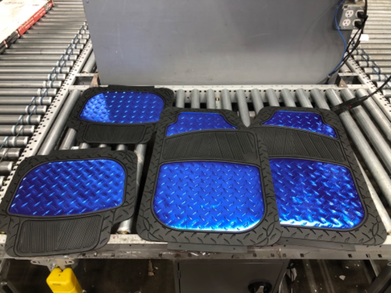 Photo 2 of Automotive Floor Mats Blue Universal Fit Climaproof for All Weather Protection Heavy Duty Rubber fits Most Cars, SUVs, and Trucks, Trim to Fit Design FH Group F11315BLUE
