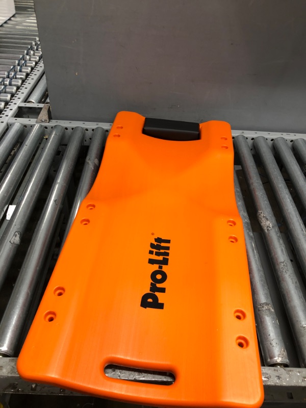 Photo 2 of Pro-LifT Mechanic Plastic Creeper 36 Inch - Blow Molded Ergonomic HDPE Body with Padded Headrest - 300 Lbs Capacity Orange