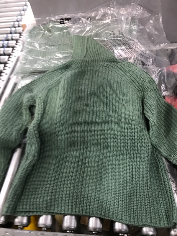 Photo 2 of Goodthreads Women's Cotton Shaker Stitch Turtleneck Sweater X-Large Sage Green Heather