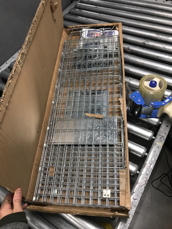 Photo 1 of ANT MARCH Live Animal Cage Trap 32''x11.5"x13" Steel Humane Release Rodent Cage with Gloves for Rabbits, Stray Cat, Squirrel, Raccoon, Mole, Gopher, Chicken, Opossum, Skunk, Chipmunks, Groundhog
