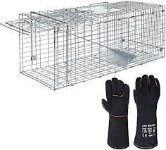 Photo 1 of ANT MARCH Live Animal Cage Trap 32''x11.5"x13" Steel Humane Release Rodent Cage with Gloves for Rabbits, Stray Cat, Squirrel, Raccoon, Mole, Gopher, Chicken, Opossum, Skunk, Chipmunks, Groundhog
