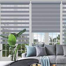 Photo 1 of Changshade Cordless Zebra Roller Shades with Valance, Double Layered Window Blind for Day and Night, Light Filtering Window Treatment with Mesh and Opaque Fabric, 27 inches Wide, Gray RBS27GY72A
