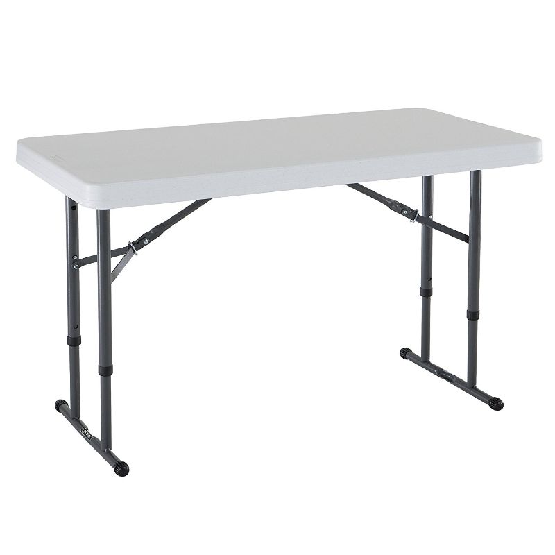 Photo 1 of Lifetime Adjustable Height Plastic Folding Table, 24" X 48", White
