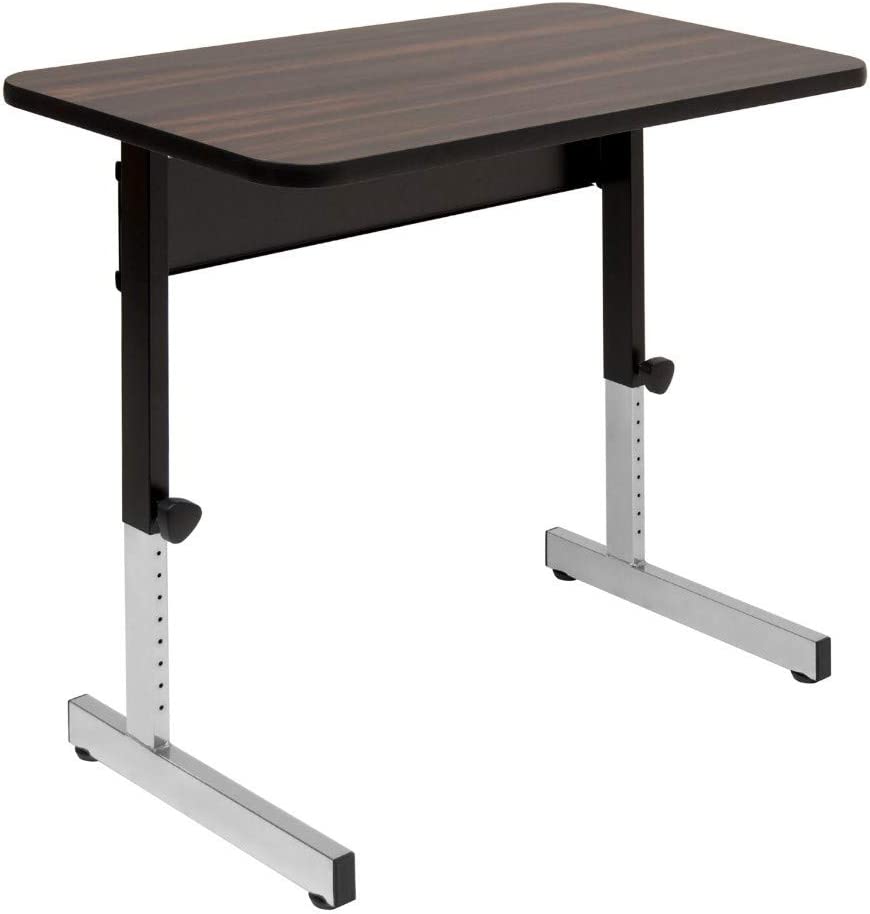 Photo 1 of Calico Designs Adapta Height Adjustable Office Desk, All-Purpose Utility Table, Sit to Stand up Desk Home Computer Desk, 23" - 32" in Powder Coated Black Frame and 1" Thick Walnut Top, 36 Inch
