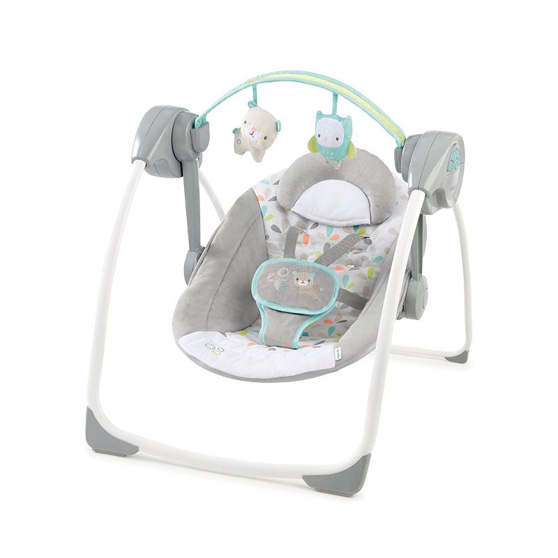 Photo 1 of Ingenuity Comfort 2 Go Compact Portable 6-Speed Baby Swing with Music, Folds for Easy Travel - Fanciful Forest, 0-9 Months, 1 Count (Pack of 1)
