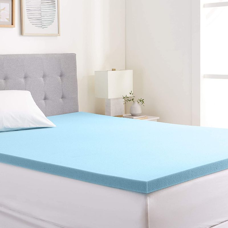 Photo 1 of Amazon Basics Cooling Gel-Infused Firm Support Mattress Topper - Alternative Latex Foam - 2-inch - Queen
