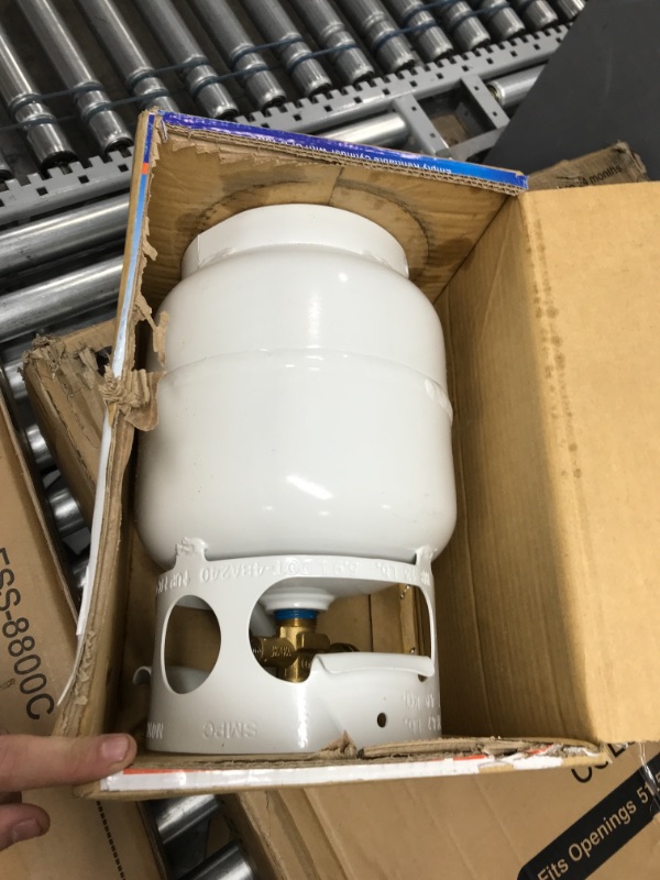 Photo 1 of Flame King YSN5LB 5 Pound Propane Tank Cylinder, Great For Portable Grills, Fire Pits, Heaters And Overlanding, White
