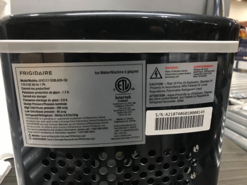 Photo 3 of FRIGIDAIRE EFIC101-BLACK Portable Compact Maker, 26 lb per Day, Ice Making Machine, Black
