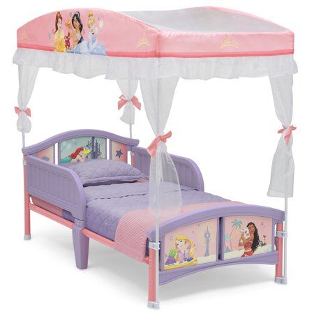 Photo 1 of Delta Children Disney Princess Plastic Toddler Bed with Canopy Multi
