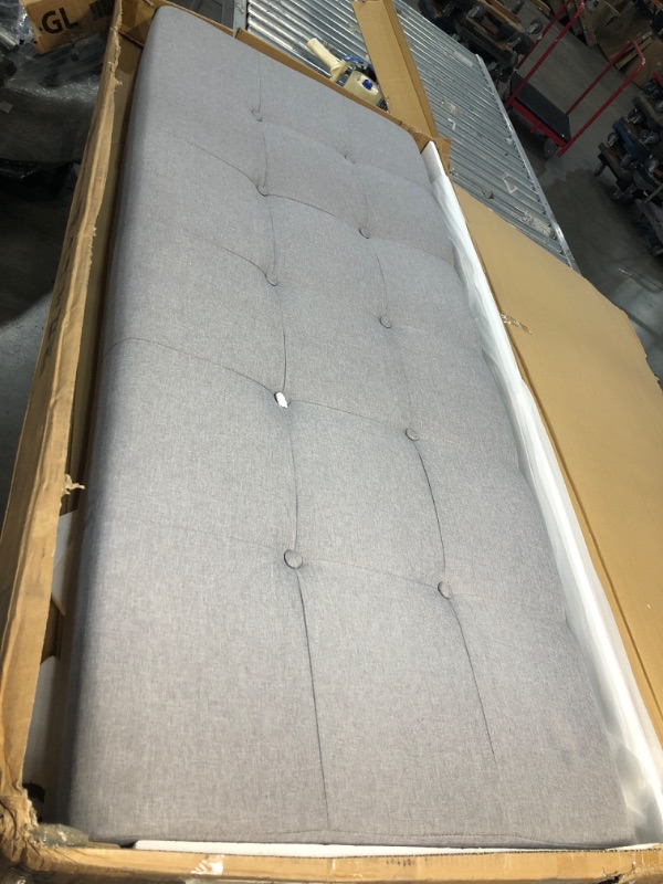 Photo 2 of ***PARTS ONLY*** Furinno Laval Button Tufted Upholstered Platform Bed Frame, Queen, Glacier