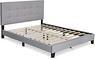 Photo 1 of ***PARTS ONLY*** Furinno Laval Button Tufted Upholstered Platform Bed Frame, Queen, Glacier