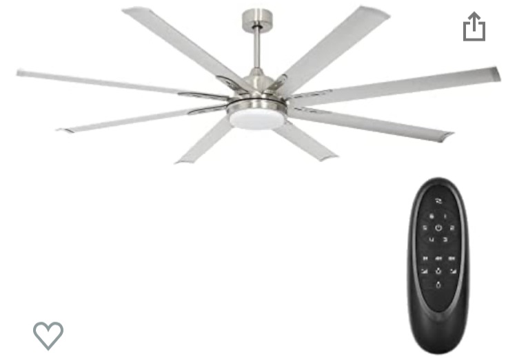 Photo 1 of ***PARTS ONLY**** 
MISSING MANUAL; SCRATCHED**72 Inch Damp Rated Industrial DC Motor Ceiling Fan with LED Light, ETL Listed Indoor Ceiling Fans for Kitchen Bedroom Living Room Basement, 6-Speed Remote Control