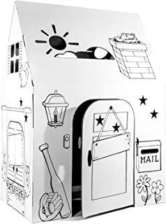 Photo 1 of Easy Playhouse Clubhouse - Kids Art and Craft for Indoor and Outdoor Fun, Color, Draw, Doodle on this Blank Canvas – Decorate and Personalize a Cardboard Fort, 34" X 27" X 48" - Made in USA, Age 3+
