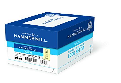 Photo 1 of Hammermill Paper Colors Cream 20lb 8.5 X 14 Legal 5000 Sheets / 10 Ream Case(168040C) Made in the USA
